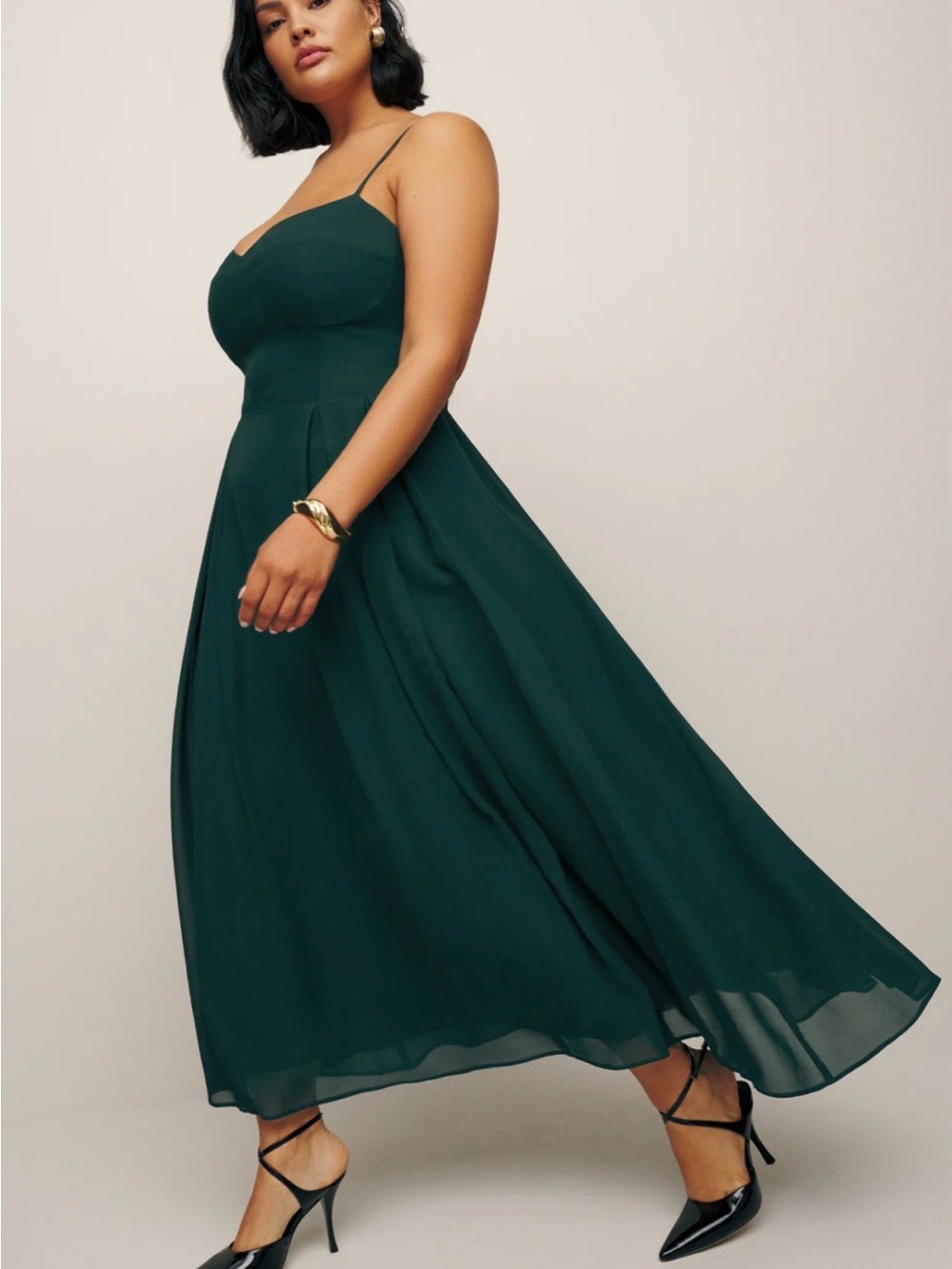 Reformation Jaelyn Forrest Green Midi Dress